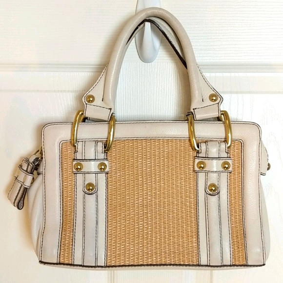 Vintage Banana Republic Leather and Straw Handbag - Picture 2 of 9